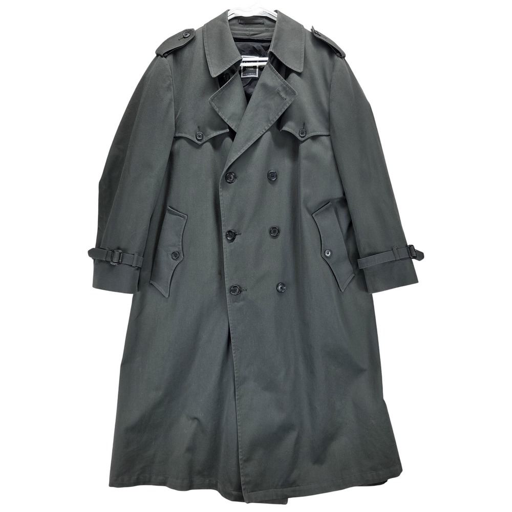 Vintage Christian Dior Coat Mens 42 Gray Trench Wool Liner Made USA